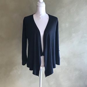 Loft Black Wrap Cardigan with Rollup Button Sleeve